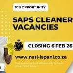 Apply Now: SAPS Cleaner Vacancies